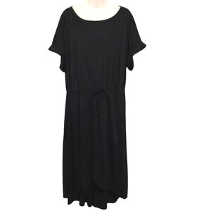 🎟️BOGO FREE🎟️ Just Be Short Sleeve Black Casual Dress Drawstring Saist Sz 2X